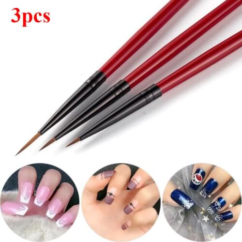 3Pcs/Set Nail Art Liner Stripe Brush Pen Flower Painting Drawing Image Acrylic UV Gel Polish Manicure 3D Tips Design Tools DIY