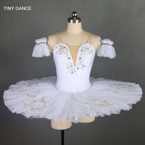 Swan White Professional Ballet Dance Tutu Costume Ballerina Dress 7 Layers of Stiff Tulle Classical Ballet Pancake Tutus BLL032