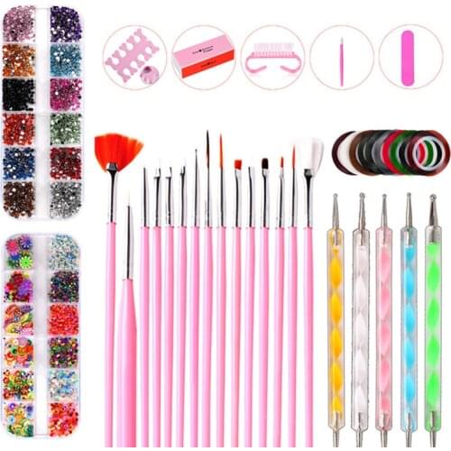 Manicure Set Nail Kit Professional Tool For Nail Beginner Practice Set Brushes Block File Decoration Box Packing Nails Rod