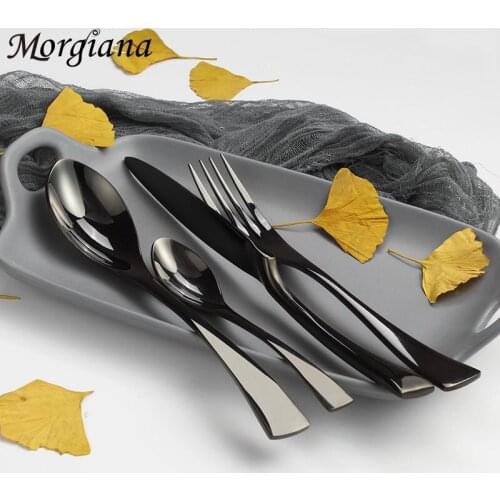 Morgiana Black Steak Cutlery Set Tableware Stainless Steel Dinner Dining Kitchen Dinnerware Set Fork Spoon Knife