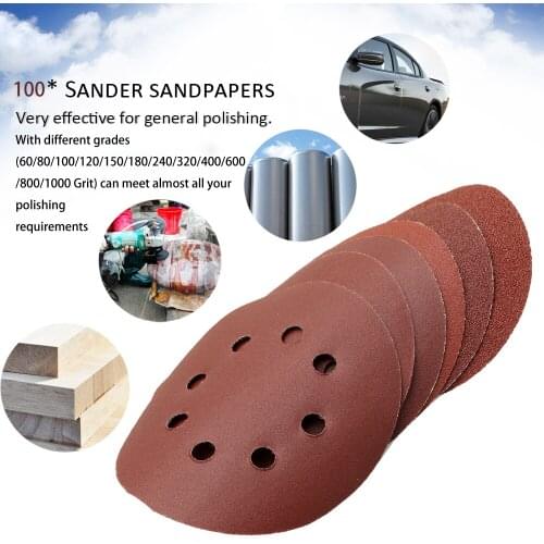100 PCS 125mm Hook Loop Sandpaper with 8 Hole Sand Pads Set 60-1000 Grit Sander Disc Abrasives Tools for Polish Machine