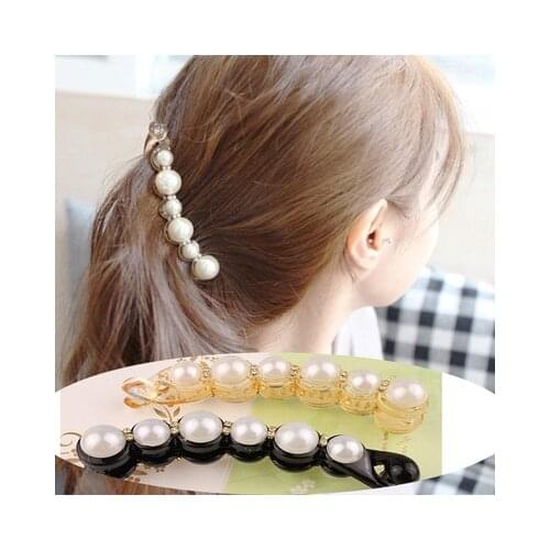 New Fashion Crab Hair Hair Claws Imitation Pearl Lady Headwear Accessories for Women Hairpins Plastic Elastic Barrette Hot