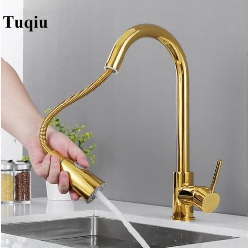 Newly Arrived Pull Out Kitchen Faucet Gold/Chrome/nickel/black Sink Mixer Tap 360 degree rotation kitchen mixer taps Kitchen Tap
