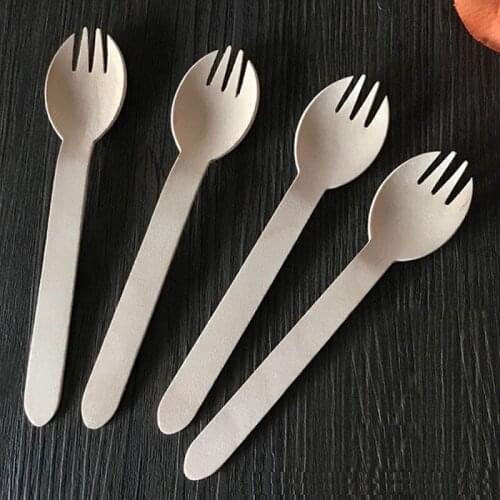 Disposable Wooden Spoon Fork Western Spoons Salad Fork Tableware Tool Kitchen Cooking Wedding Party Supply W9092