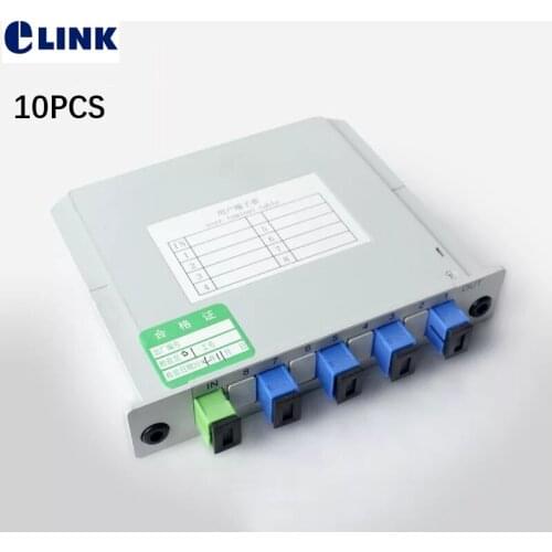 10pcs 1x4 LGX box fiber Splitter GEPON FTTH SM SC/UPC SC/APC optical PLC coupler 1*4 Cassette Telecom level GPON splitter ELINK