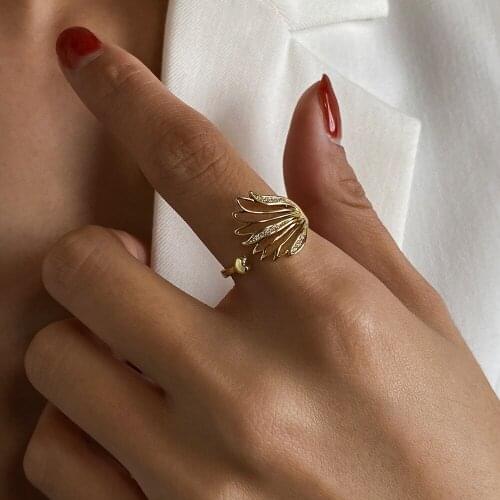 Drop Shipping Hollow Wing Vintage Opening Rings Carved Heart Mama Women Ladies Finger Ring Pave Setting CZ Jewelry Gifts