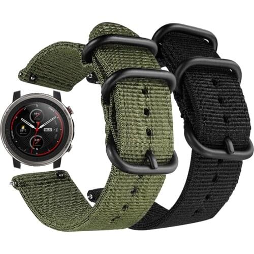 Nylon canvas wrist Strap for Xiaomi huami Amazfit Stratos 2/2S PACE GTR 47MM Smart Watch Accessories 22mm sport Bracelet Band