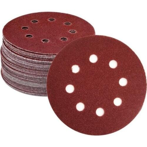 5-Inch/120mm Sanding Disc 40-2000 Grits 8 Holes Aluminum Oxide Flocking Back Sandpapers for Sanders 100 Pcs