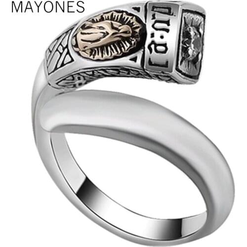 Solid 925 Sterling Silver White Zircon Virgin Mary Sculpture Open Ring Women Men Vintage Gift for Christian Ring Jewelry