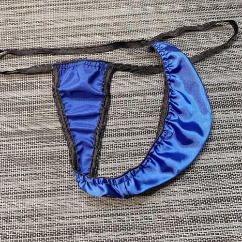 Satin T-Back Thongs Men Elastic G-string Underwear Low Rise Sexy Simple Panties Erotic Lingerie Underpants Bulge Pouch C String
