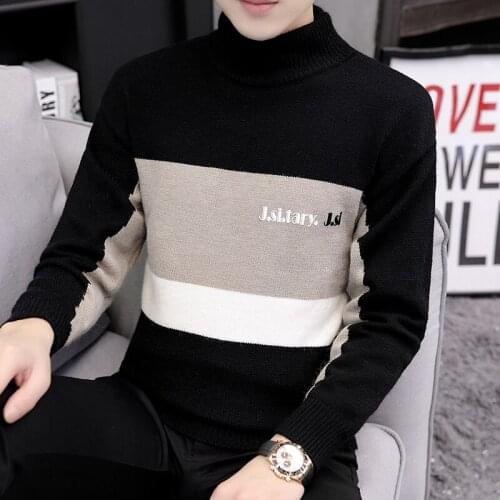 Pull Homme 2020 New Winter Turtleneck Sweaters Men Patchwork Pullover Men Thick Warm Mens Knit Sweater Fashion sueter hombre