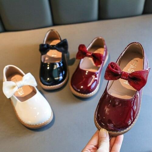 Children Kids White Black Patent Leather Shoes For Little Girls School Korean Dance Princess Single Shoes New 2 to 4 6 8 Years