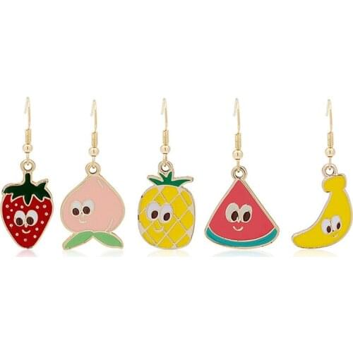 U-Magical Sweet Cartoon Strawberry Banana Peach Dangle Earring for Women Fruit Watermelon Pineapple Enamel Earring Jewelry
