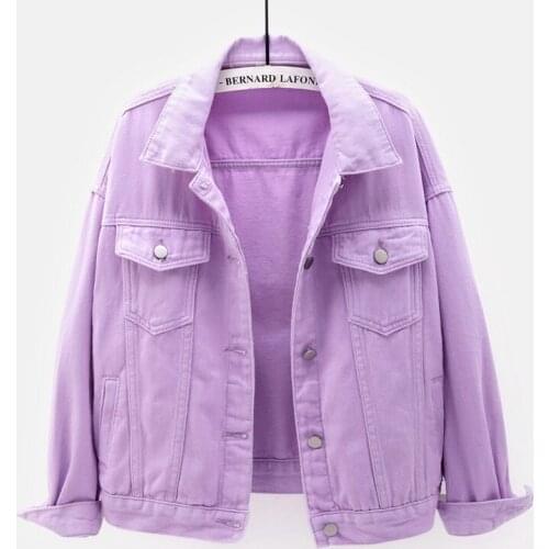 Streetwear Fashion Pink White Black Denim Jacket Women Autumn New 6 Color Student Outerwear Loose Short Jeans Jacket Coat Female