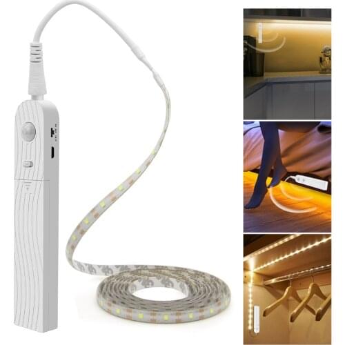 Motion Sensor LED Under Cabinet Light Strip 1M 2M 3M 5M Waterproof 5V USB Tape Kitchen Night Closet Lamp for Bed Stair Wardrobe