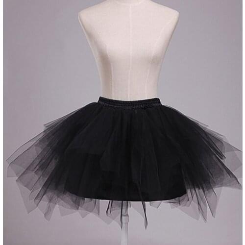 Women 4 Layer Elastic Drawstring Waist Underskirt Solid Color Short Petticoat Soft Tulle Mesh Puffy Tutu Skirt for Wedding Dress