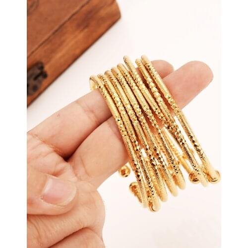 Can Open Fashion Dubai Fine Bangle Jewelry solid Fine Yellow Gold G/F Dubai Bracelet for Women Africa Arab Items Price Select