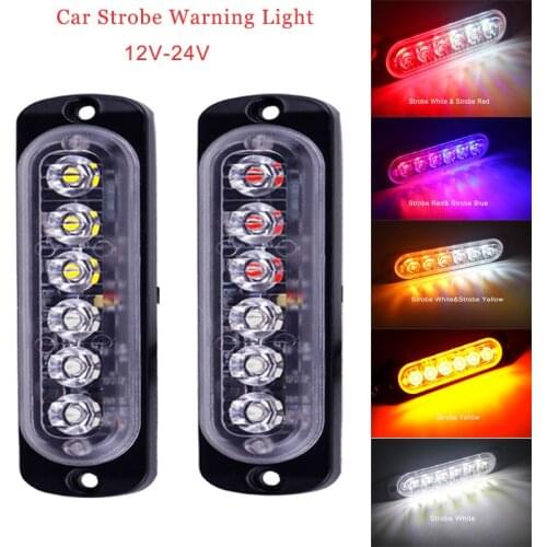 1pcs Strobe Warning Light 12-24V 6LED Trucks Ambulance Lamp Ultra-thin Car LED Side Marker Lights Police Flash Emergency Light