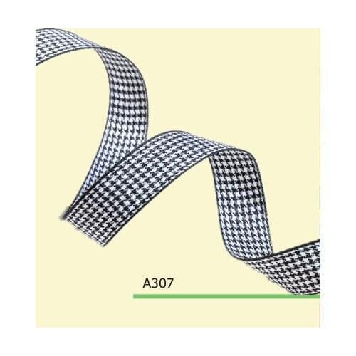 100yards/roll 3/8 Inch(10mm) Black And White Plaid Ribbon