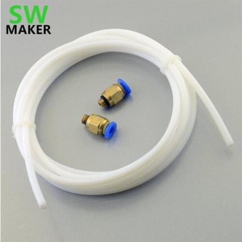 2 Meters PTFE Tube + 2 x PC4-M6 Fittings for RepRap 3D Printer Bowden Hotend 1.75mm Fast ship