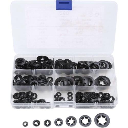 260pcs Starlock Push-on Locking Washer Assorted Kit Star Nut Metal Fastener M3 M4 M5 M6 M8 M10 M12 for Auto Medical Household