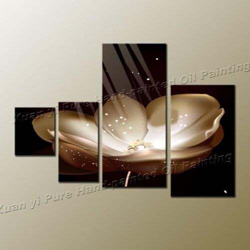 4 Piece Canvas Butterfly Black White Flower Pictures Wall Art Decorative Abstract Oil Paintings Prints On Canvas(No Frame)