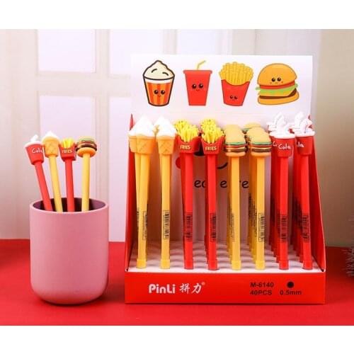 40 pcs/lot Creative Hamburg French Fries Gel Pen Cute 0.5mm black Ink Signature Pens Promotional Gift Office School Supplies