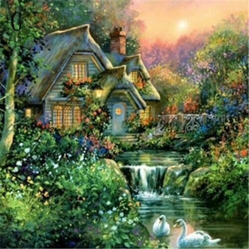 5d diamond painting full square diamond embroidery Cross stitch pictures of rhinestones Wedding decoration fantasy house drill