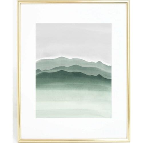 Abstract Art Sage Green and Gray Prints Watercolor Mountains Canvas Painting Wall Picture Nature Art Home Decor