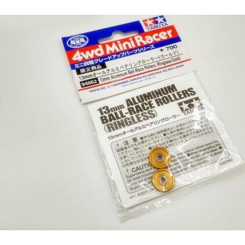 1 Bag 13mm Aluminum Ball-Race Rollers Ringless Gold 94862 Spare Parts for Tamiya Mini 4WD Racing Car Model