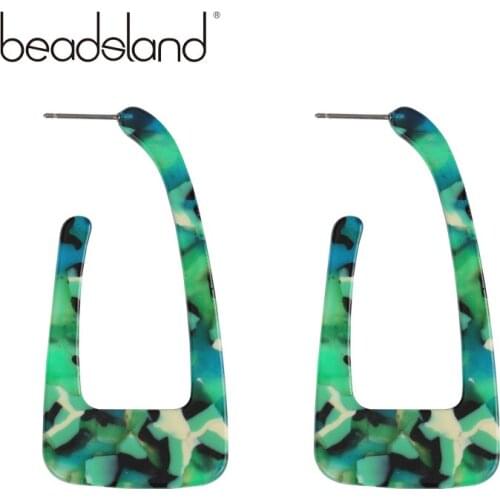 Beadsland Acetic Acrylic Hyperbole Geometric Hoop Earrings Fashion Elegent Design Women Girl Gift 38764
