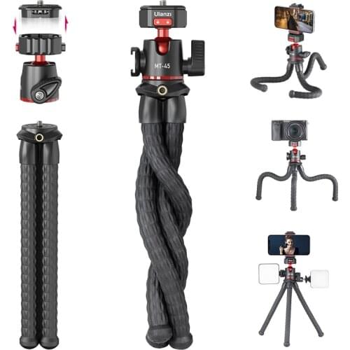 VIJIM Ulanzi MT-45 Claw Quick Release Flexible Octopus Tripod for DSLR Camera Phone GoPro Tripod Vlog with Cold Shoe for Light