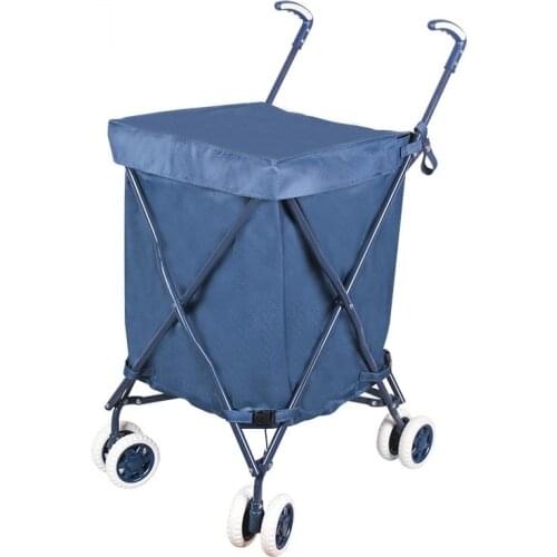 Household Shopping Cart, Folding Small Grocery Trolley, Sturdy Steel Frame Utility Trailer