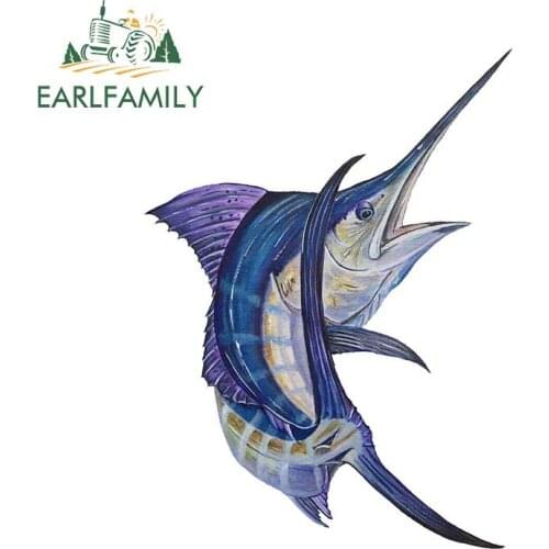 EARLFAMILY 13cm x 9.2cm High Quality Vinyl Marlin Bent Fish Sticker Car Home Truck SUV Boat Decal Animal Car Stickers Graphics