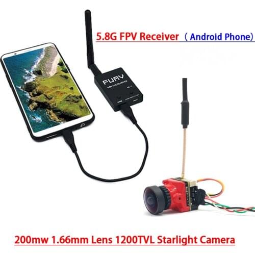 Fpv suit 5.8G FPV Receiver UVC Video Downlink OTG VR Android Phone and 25/100/200mW transmitter+HDR 1200TVL Starlight camera