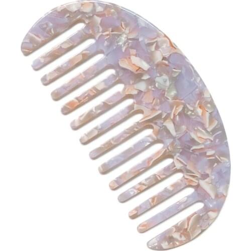 French Wide Tooth Pocket Hair Comb Marble Leopard Pattern Acetate Anti-Static Detangling Hairbrush Hairdressing Tool