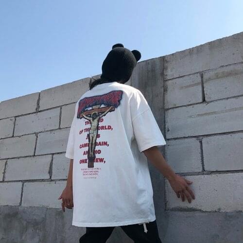Old high street Jesus retro short sleeve t-shirts mens fashion brand fried Street top couple TEES