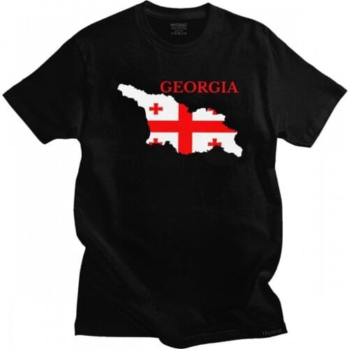 Urban Georgia Flag Map T Shirt Men Short Sleeved Printed Georgian Patriotic Tee O-neck Loose Fit Cotton T-shirt Merchandise