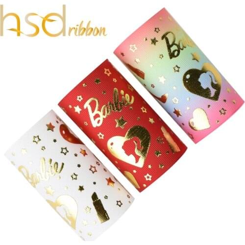 HSDRibbon custom HSD-Design Genuine 75MM 3inch Foil gold Printed on Grosgrain Ribbon