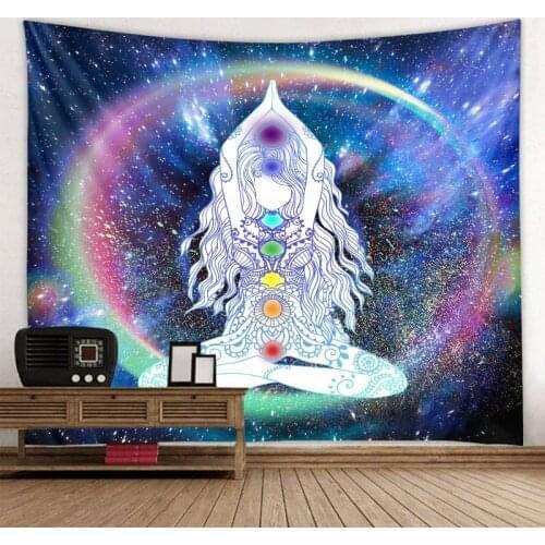 Indian Yoga Buddha Tapestry Meditation Fantasy Seven Chakra Tapestry Mandala Boho Hippie Witchcraft Psychedelic Home Decoration