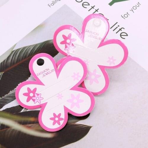 New Arrived Jewelry Hairpin Packaging Cards 100pcs/lot Pink Flower Shape Paper Price Tags Cards for Jewelry Display Cards Labels