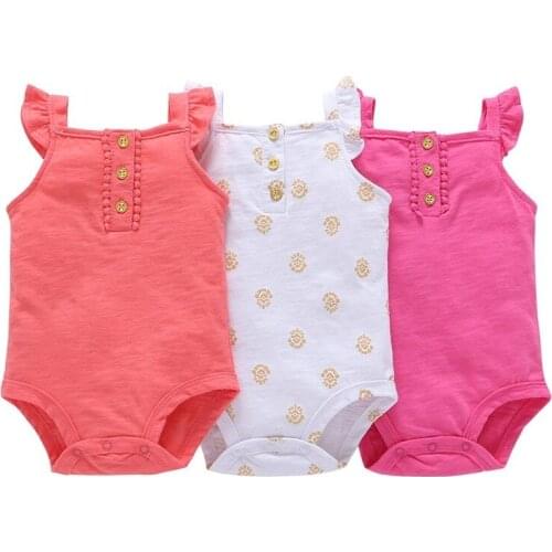 COSPOT Wholesale Baby Girls Summer Jumpsuit Infant Newborn Ruffle-sleeved Rompers Romper Baby Girl Clothes 3Pcs/Lot 2021 New 25