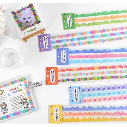 Korea Colorful Ribbon Laser PVC Sticker Decorative Stationery Stickers Scrapbooking DIY Diary Album Stationery Kawaii Sticker