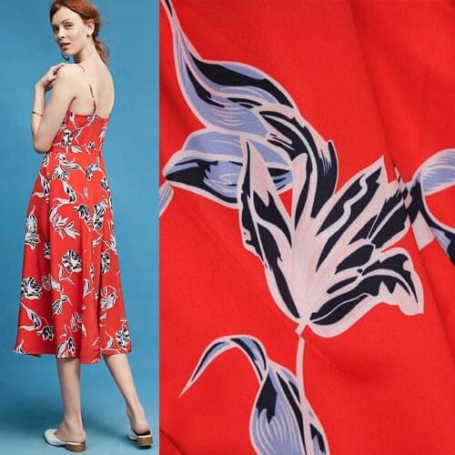 Red Lily vintage fabric Retro style fabric Calico Printed cotton fabric for DIY Bag 1 order=50cm*140cm