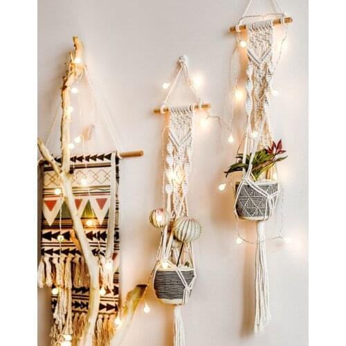 Linen Hanging Basket Flowerpot Macrame Plant Hangers Indoor Outdoor Planter Garden Cotton Rope Weave Planter