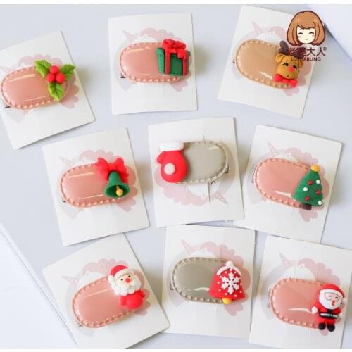 Lovdarling Christmas Childrens Small Hairpin PU Leather Press Clip Bangs Clip Cute Cute Girly Heart Hairpin Hair Ornaments