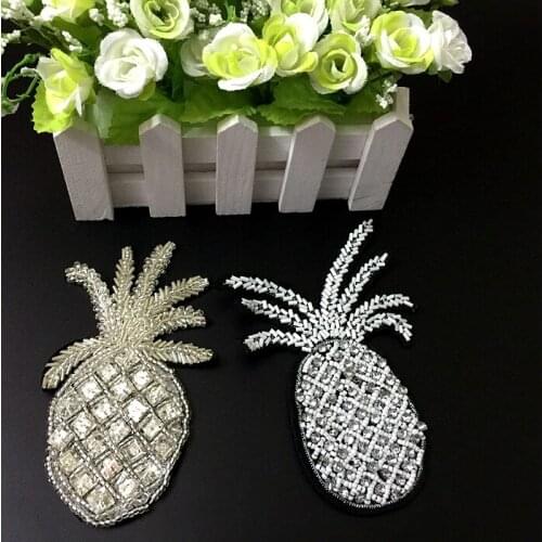 Pineapple beaded patches embroidered fabric sew on patch applique parche patches for clothing parches para bordados para roupa