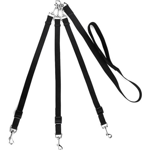 3 Way Dog Leash, Nylon Adjustable Coupler No Tangle Detachable 3 in 1 Multiple Dog Pet Cat Puppy Leashes (Black)