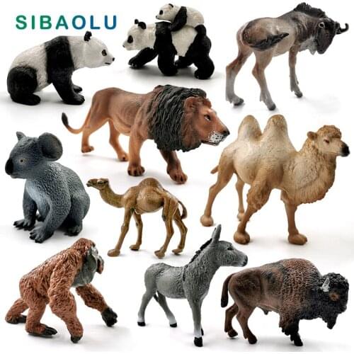 New Wildebeest Donkey Koala Panda Camel Lion Cow figurine Animal model home decor miniature fairy garden decoration accessories
