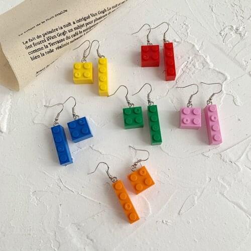 ZDMXJL 2021 New Fashion Womens Earrings Interest Building Block Eardrop Earrings For Women Girl Party Gifts Jewelry Wholesale